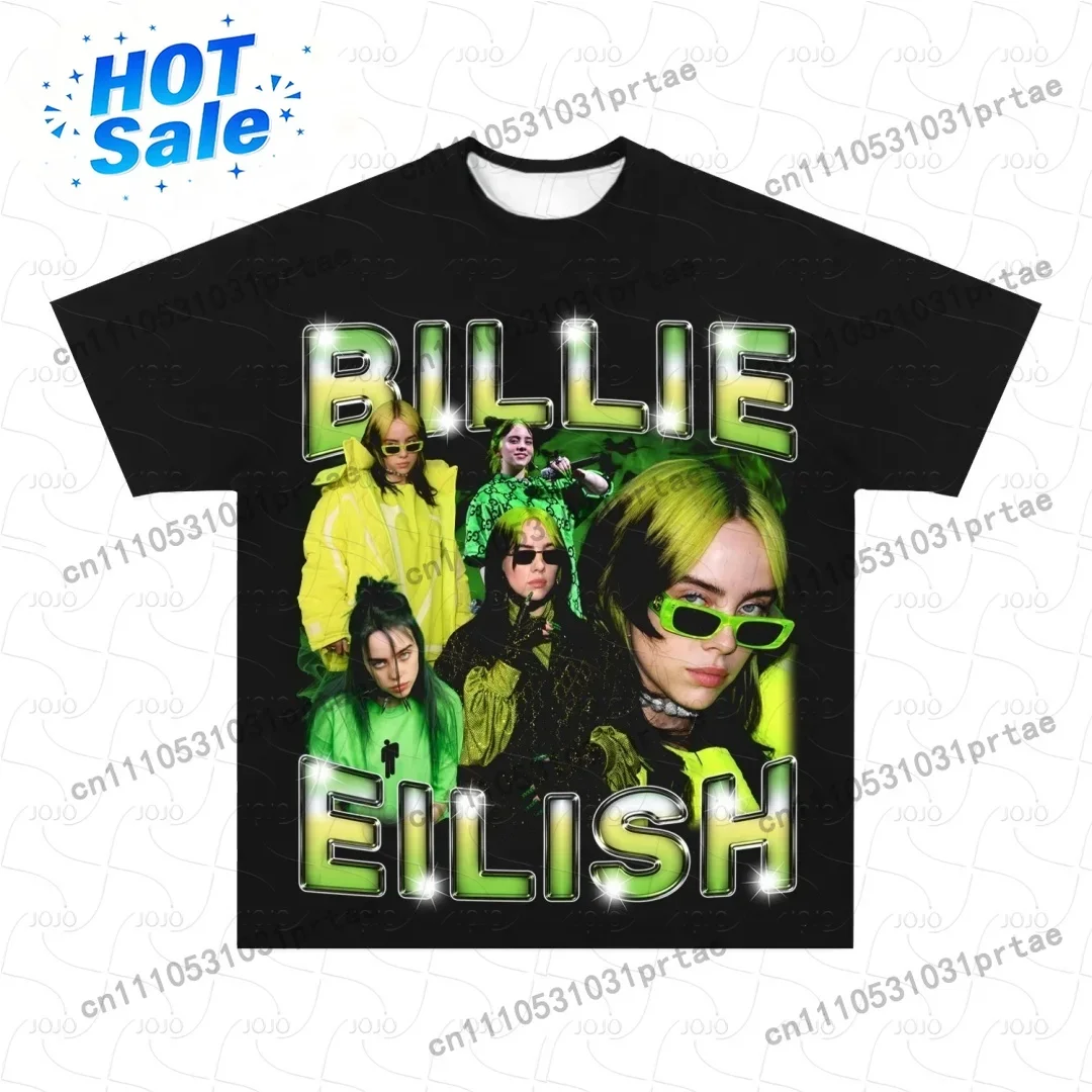 Street Fashion Men 2025 - T-shirt à motif rétro Billie Eilish,
