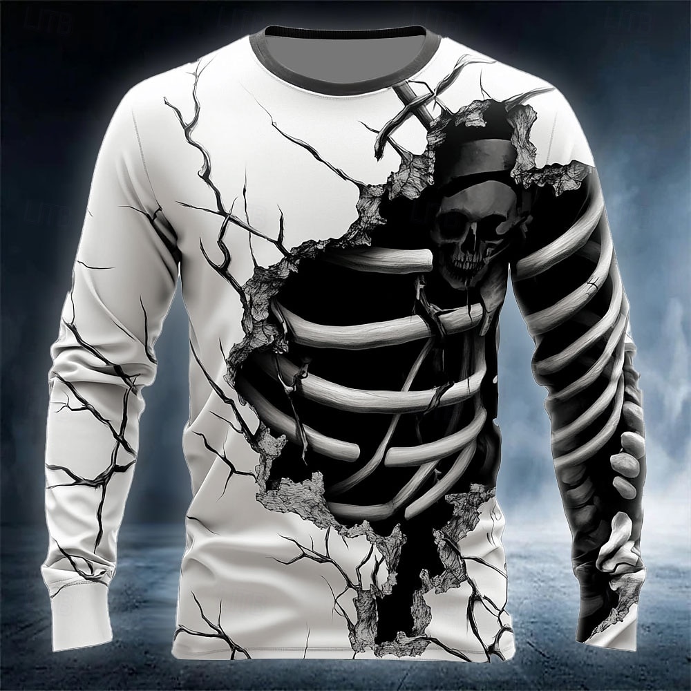 Street Fashion Y2K - T-shirt homme amusant à imprimé crâne