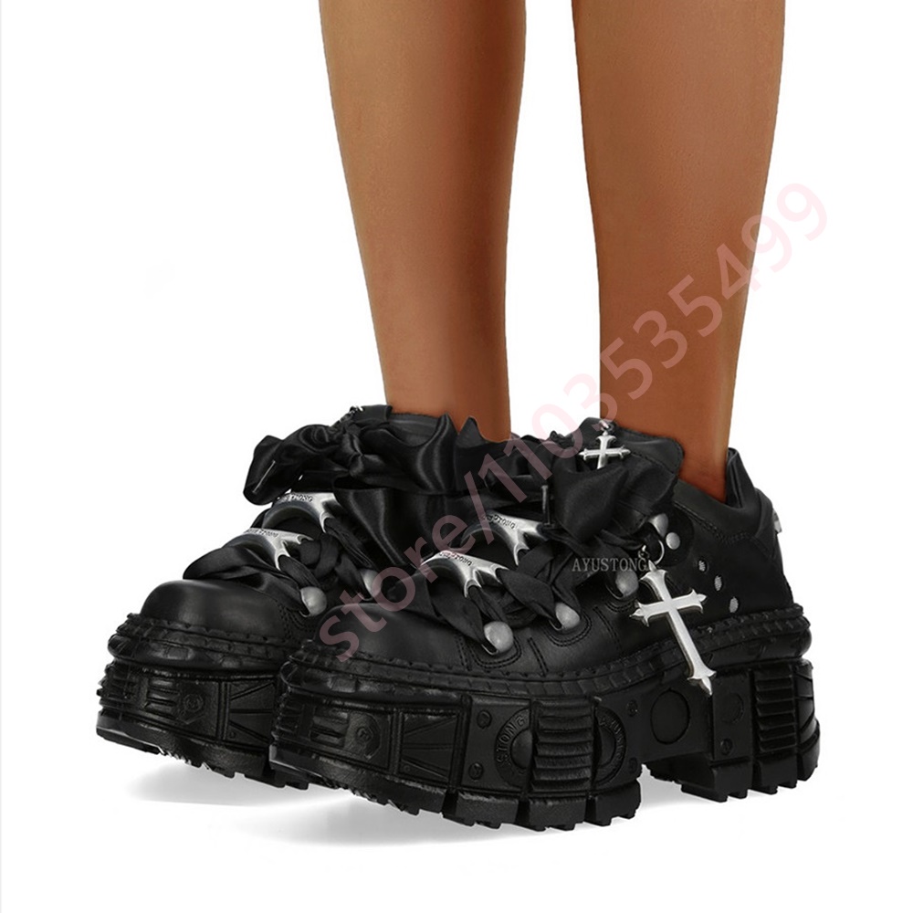 Street Fashion Y2K - Bottes à lacets Chunky Punk en
