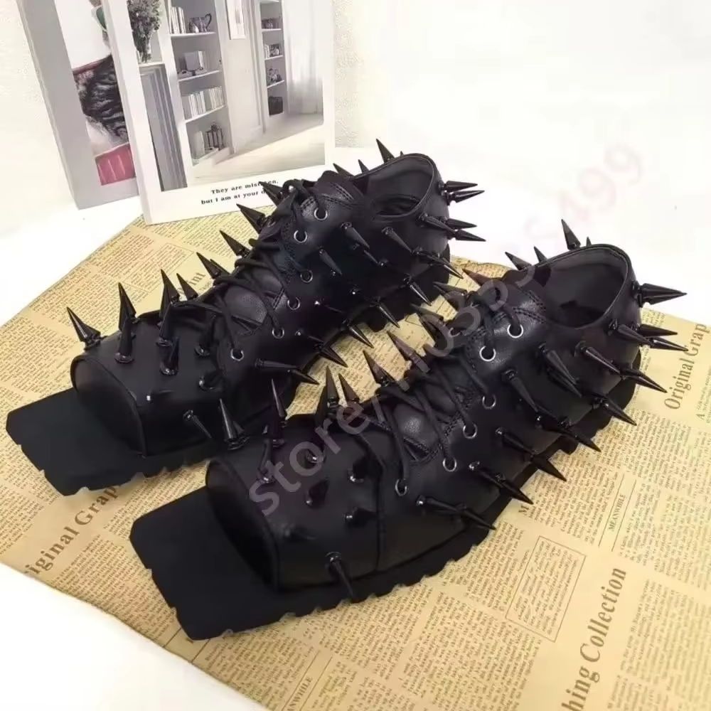 Bottes noires en cuir pour fem - Street Fashion Y2K avis et prix