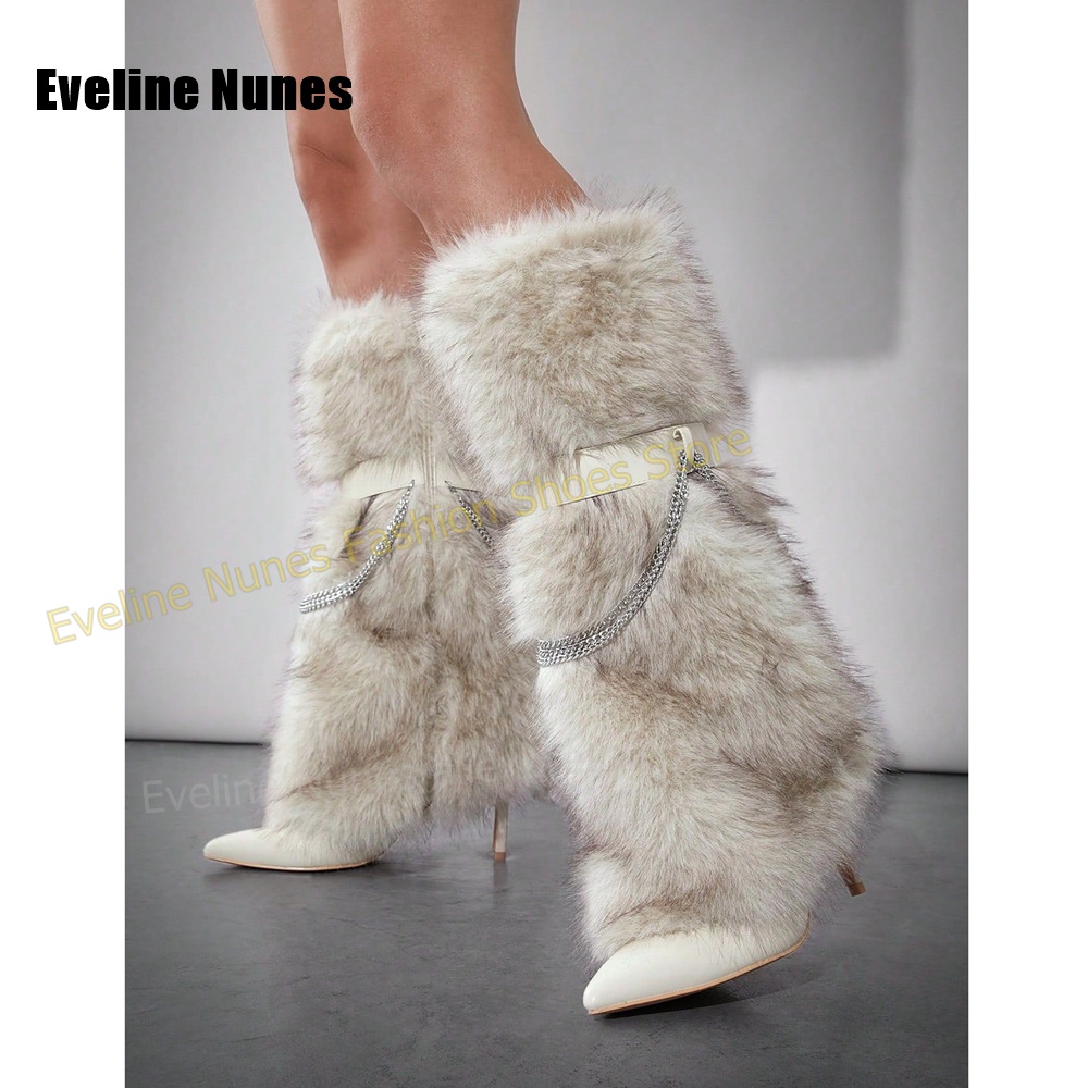 Bottines hautes en fourrure mo - Street Fashion Y2K avis et prix