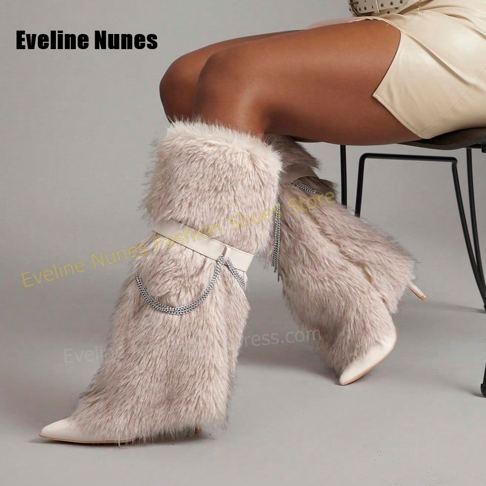 Bottines hautes en fourrure mo - Street Fashion Y2K avis et prix